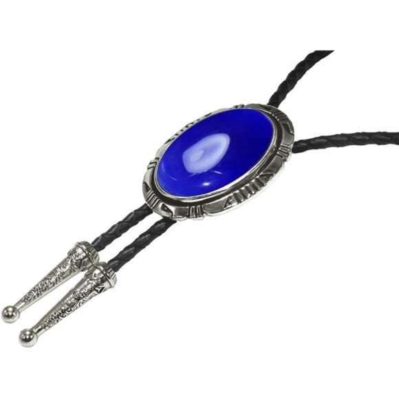 Bolo Tie Natural Colors Stone Blue Natural Stone 2 - Picture 5 of 6